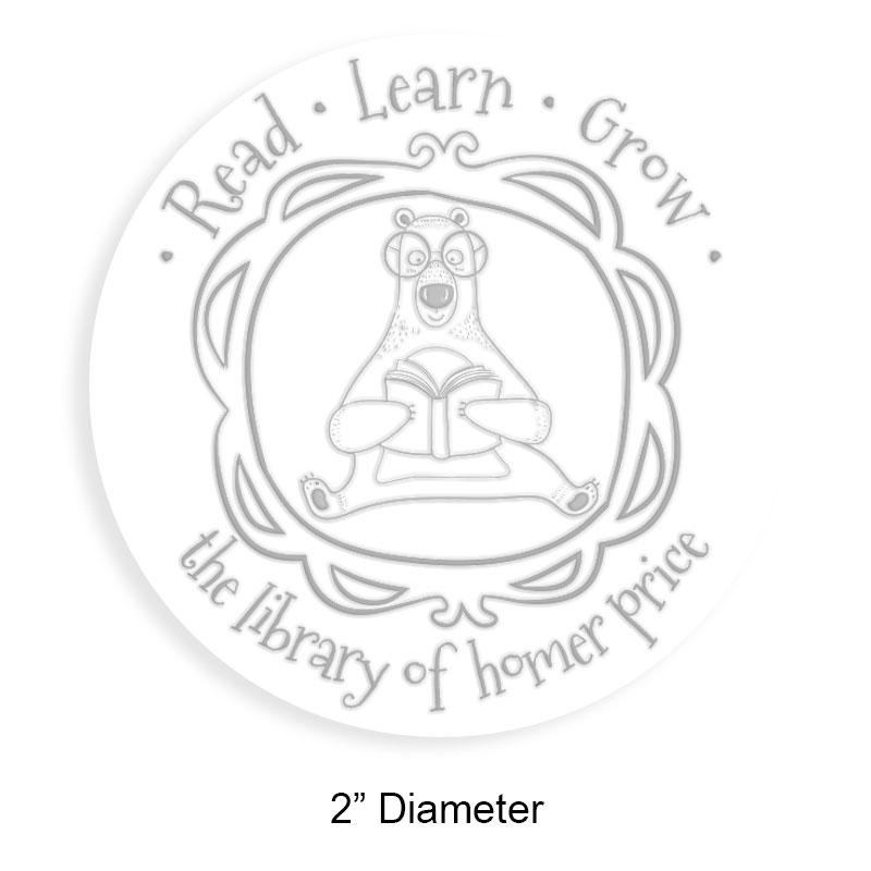 Personalize this 2" round book embosser. Reading bear design. 4 mount options available. Desk, gift, pocket and EX long reach. Fast shipping.