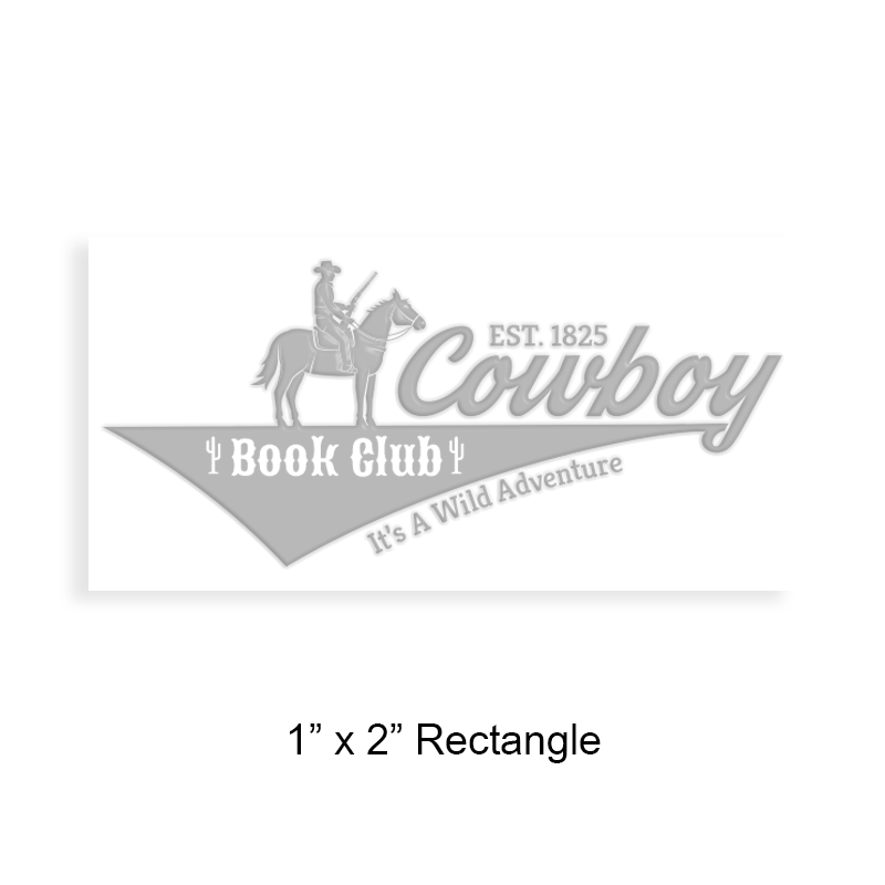 Made-to-order 1" x 2" rectangle book embosser. Western cowboy design. 3 mount options available. Desk, gift and pocket. Fast shipping.