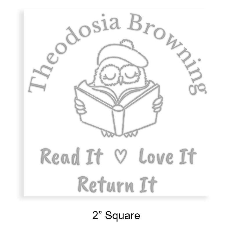 Customizable 2" square book embosser. Wise owl reading design. Available on the EH desk long reach. Fast shipping.