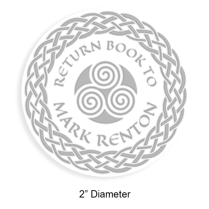 Customizable 2" round book embosser. Spinners w/ braided border design. 4 mount options available. Desk, gift, pocket and EX long reach. Fast shipping.