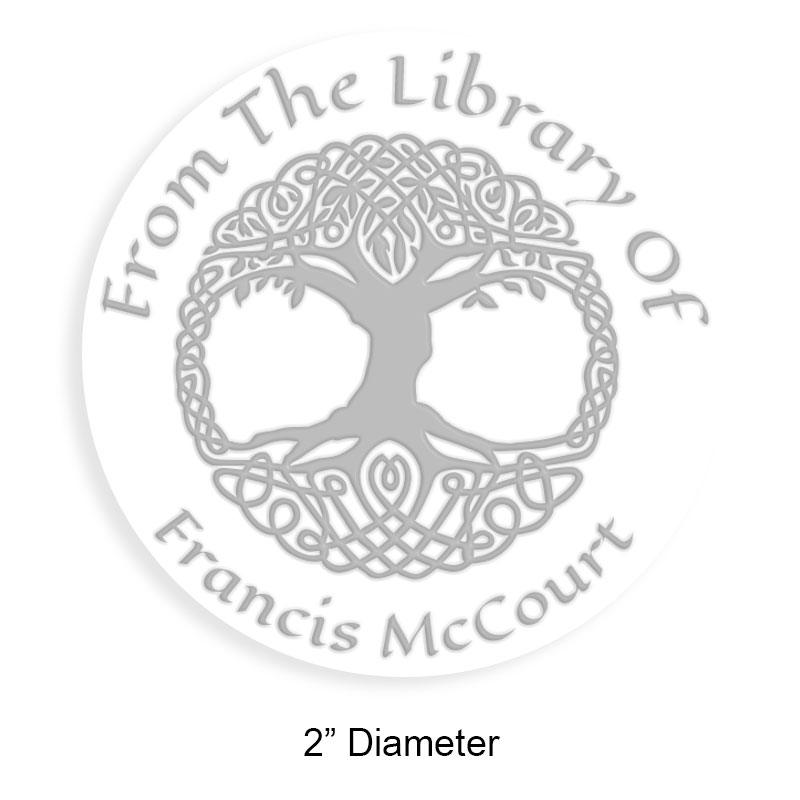 Tailor-made 2" round book embosser. Celtic tree of life design. 4 mount options available. Desk, gift, pocket and EX long reach. Fast shipping.