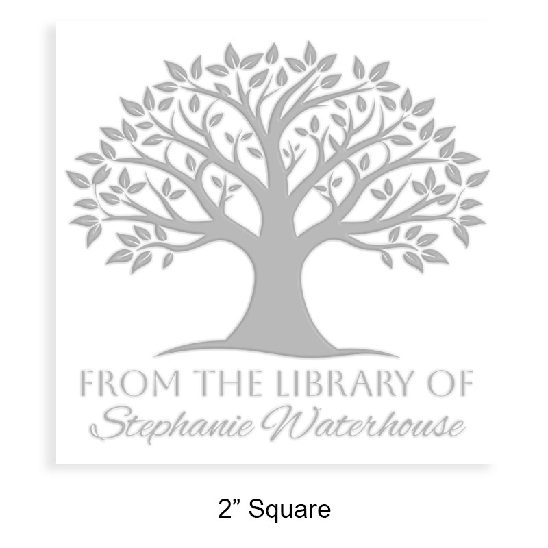 Personalized 2" square book embosser. Blossoming tree design. Available on the EH desk long reach. Fast shipping.