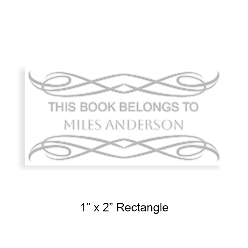 Personalize this 1" x 2" rectangle book embosser. Decorative scrolls design. 3 mount options available. Desk, gift and pocket. Fast shipping.