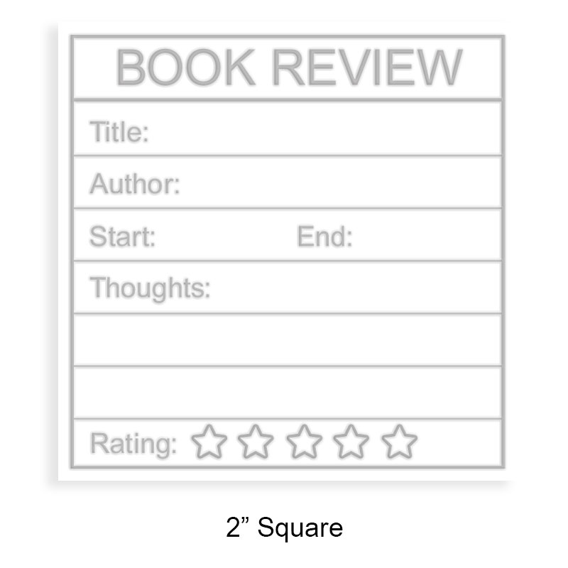 Customize this 2" square book embosser. Notepad book review design. Available on the EH desk long reach. Fast shipping.
