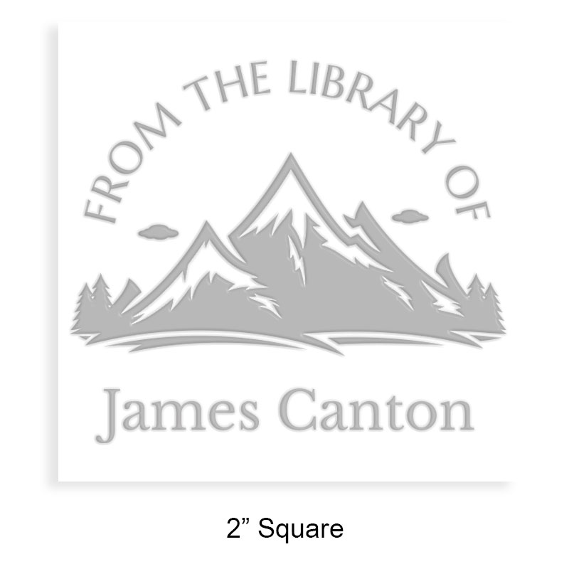 Customizable 2" square book embosser. Mountain range design. Available on the EH desk long reach. Fast shipping.