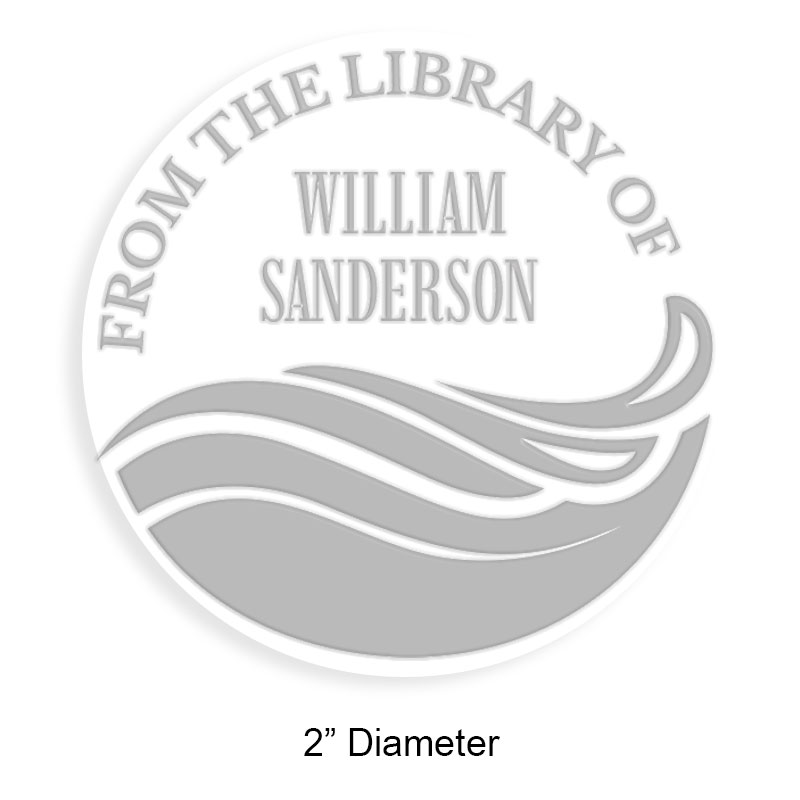 Custom-made 2" round book embosser. Ocean waves design. 4 mount options available. Desk, gift, pocket and EX long reach. Fast shipping.