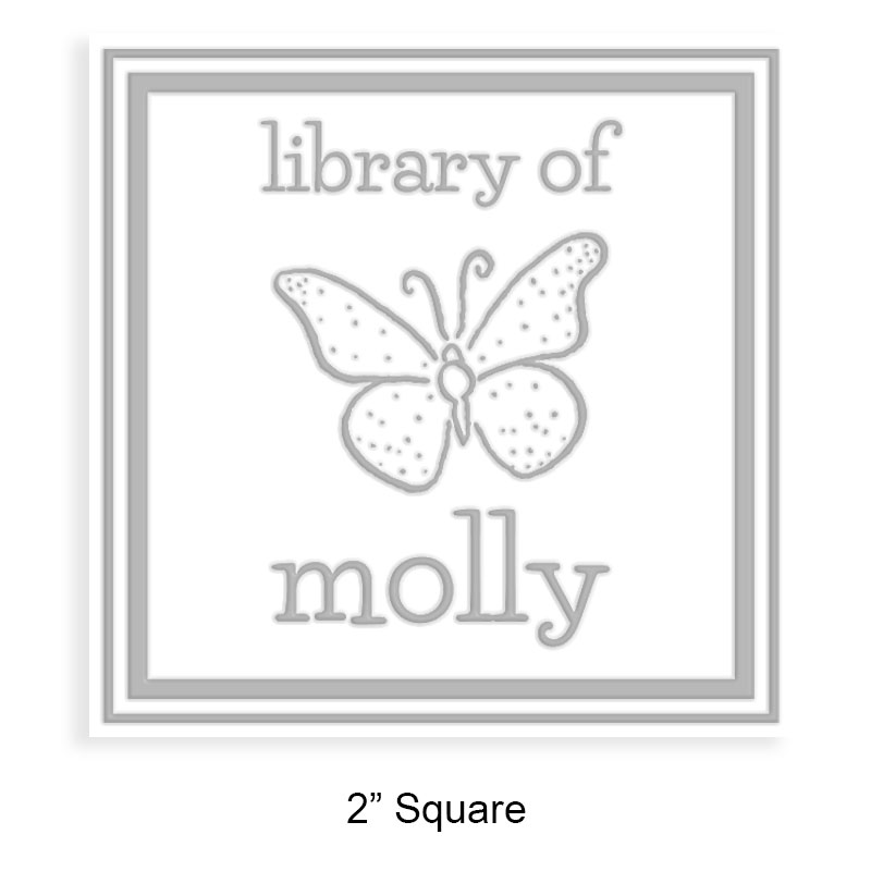 Personalize this 2" square book embosser. Double border with butterfly design. Available on the EH desk long reach. Fast shipping.