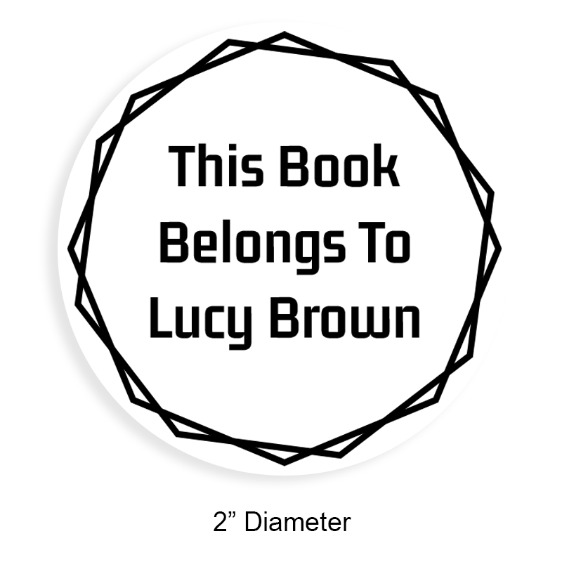 Customize this 2" round book stamp. Branch border design. 6 mount options available. Wood, self-inking and pre-inking. Fast shipping.