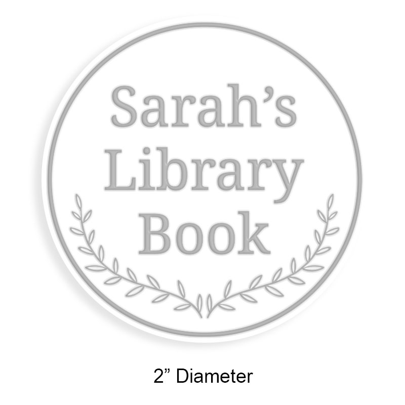 Custom-made 2" round book embosser. Thick line border w/ leaves design. 4 mount options available. Desk, gift, pocket & EX long reach. Fast shipping.