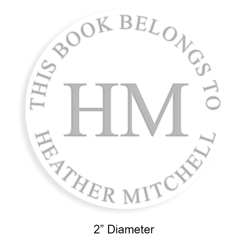 Tailor-made 2" round book embosser. Initials no border design. 4 mount options available. Desk, gift, pocket and EX long reach. Fast shipping.