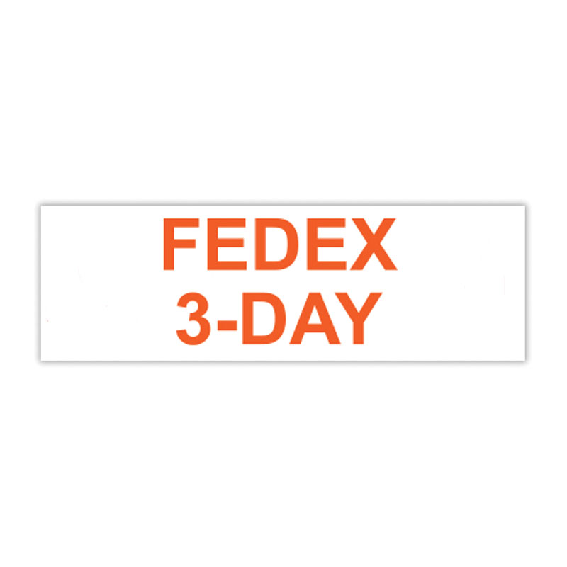 Add your choice between 11 ink colors (5 regular, 6 premium) to this FEDEX 3-DAY self-inking stock stamp and choose one of 4 sizes. Orders over $100 ship free!