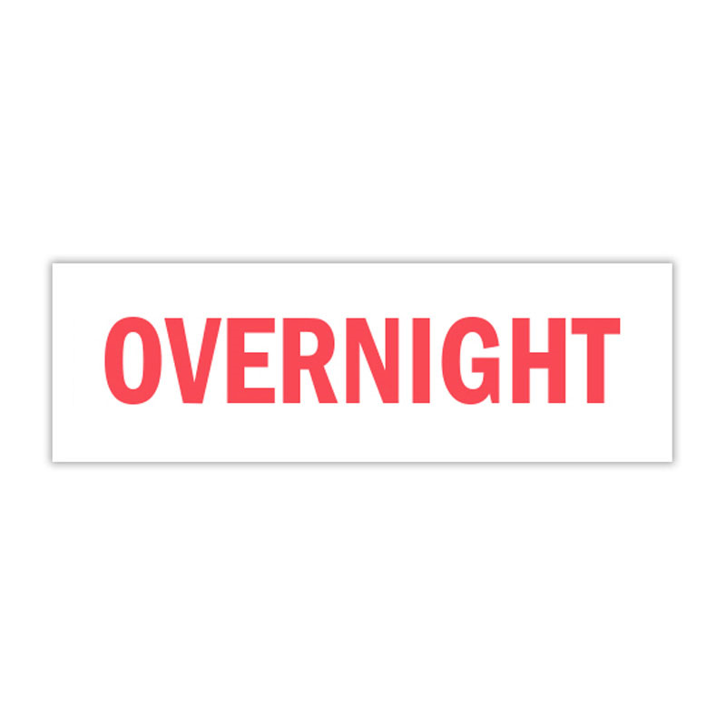 This self-inking OVERNIGHT stock stamp offers a choice of 4 different sizes and 11 different ink colors to suit your needs. Orders over $100 ship free!