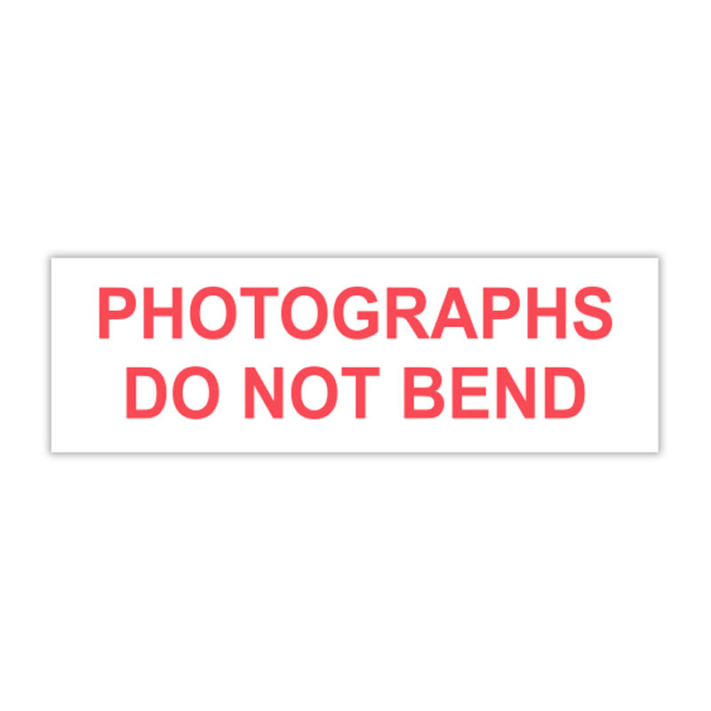 This stock stamp is self-inking and reads PHOTOGRAPHS DO NOT BEND. Buy it now in 4 different sizes & your choice of 11 ink colors. Orders over $100 ship free!