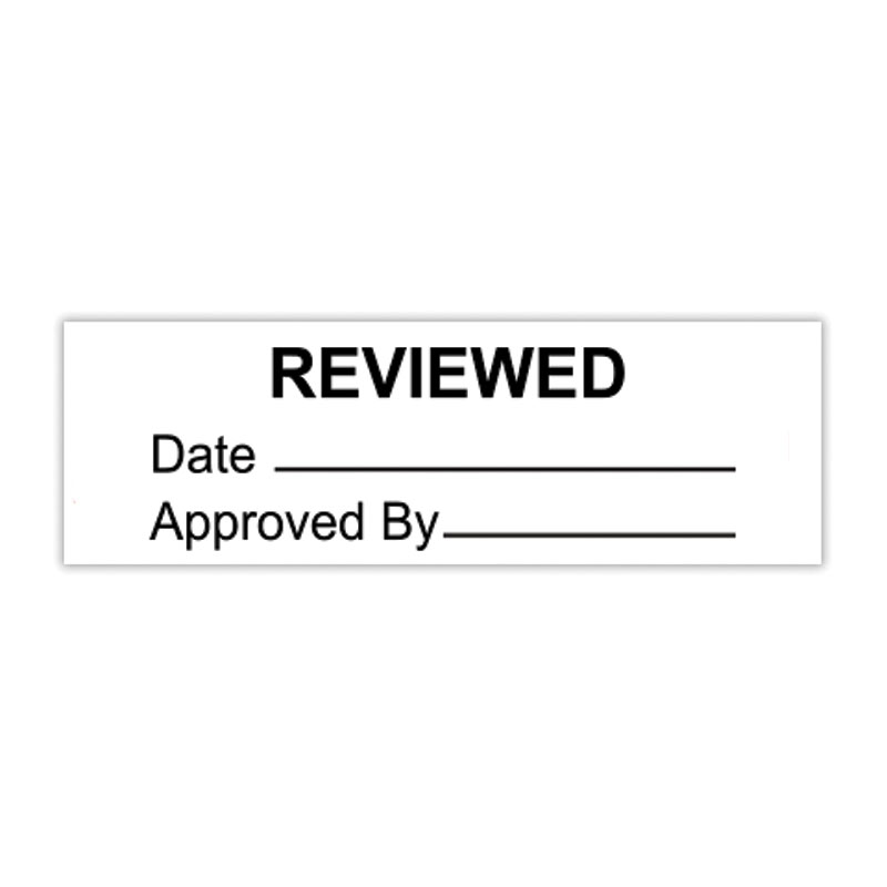 Stamp this REVIEWED self-inking stock stamp in one of the 4 sizes available and your choice from 5 standard & 6 premium ink colors. Orders over $100 ship free!