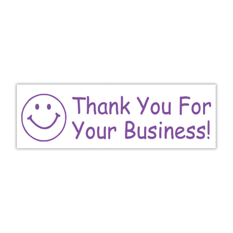 Show customer appreciation with this THANK YOU FOR YOUR BUSINESS self-inking stock stamp in one of 4 sizes & 11 ink color choices. Orders over $100 ship free!