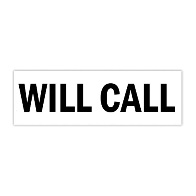 Make a personalized WILL CALL self-inking stock stamp with your choice from our 11 ink colors and one of 4 impression sizes. Orders over $100 ship free!