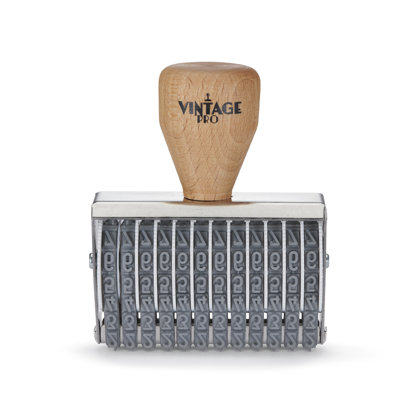 This COLOP non-self-inker 2-12 has a character height of 3/16" & includes 12 bands w/ custom options. Ink pad sold separately. Orders ship free over $100!