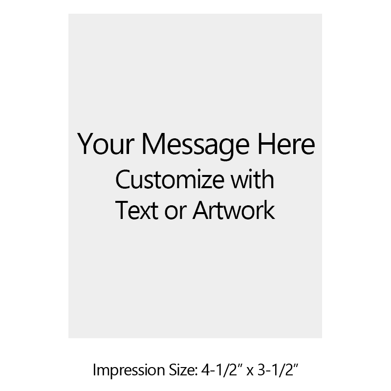Customize this 4-1/2" x 3-1/2" stamp for free with text or your logo in your choice of 6 vibrant ink colors. Refillable and ships in 1-2 business days.