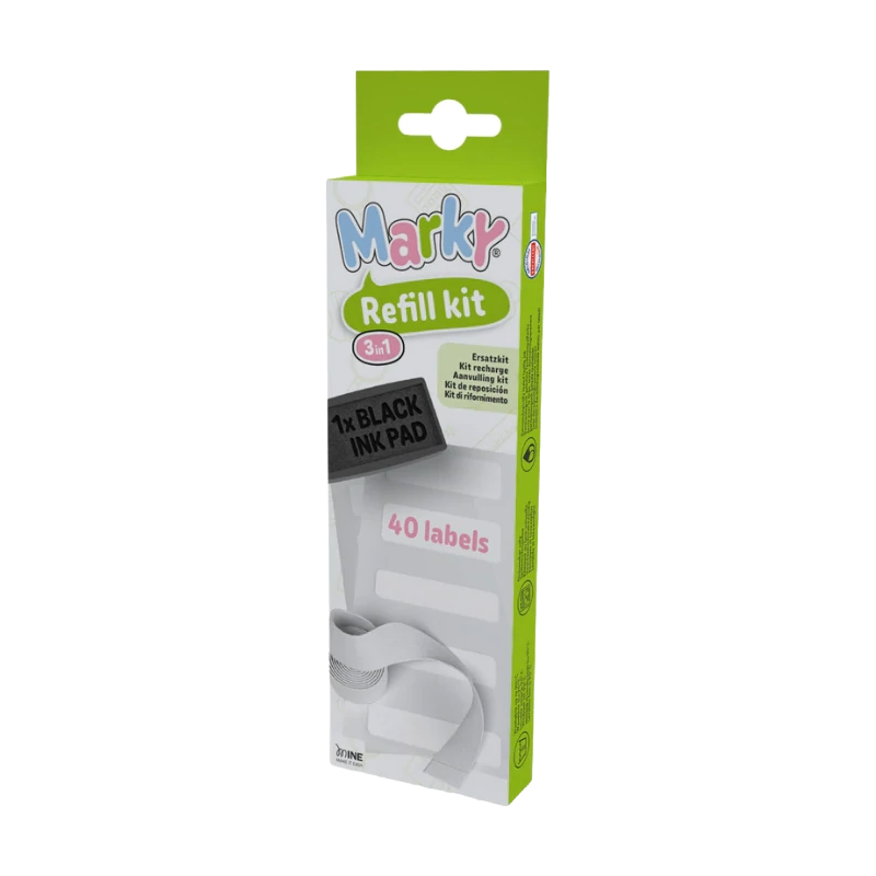 Refill kit for COLOP My Marky stamps. Kit includes: black ink pad, 40 labels & 1m textile tape. Fast and free shipping on orders over $100!