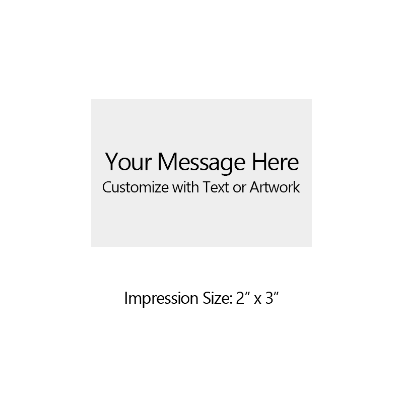 Customize this 2" x 3" stamp for free with text or your logo in your choice of 4 quick-dry ink colors. Refillable and ships in 1-2 business days.
