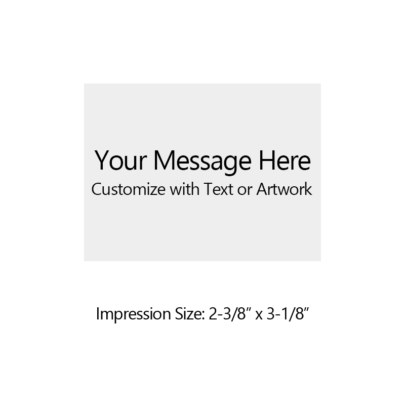 Customize this 2-3/8" x 3-1/8" stamp for free with text or your logo in your choice of 4 quick-dry ink colors. Refillable and ships in 1-2 business days.