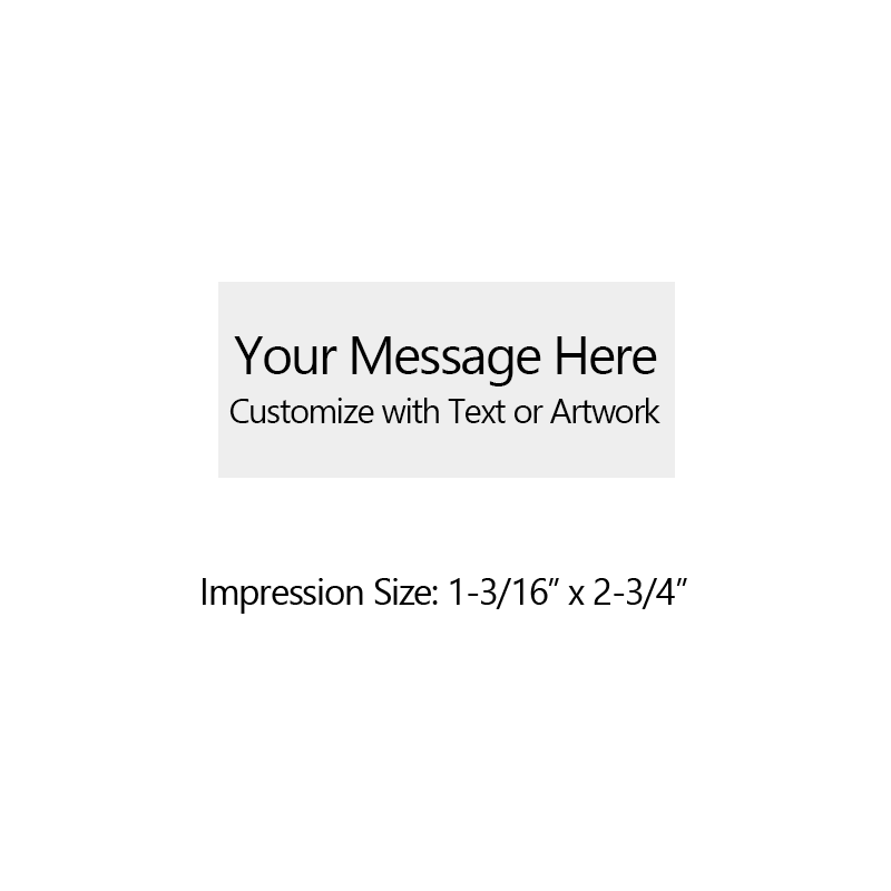 Customize this 1-3/16" x 2-3/4" stamp for free with text or your logo in your choice of 4 quick-dry ink colors. Refillable and ships in 1-2 business days.