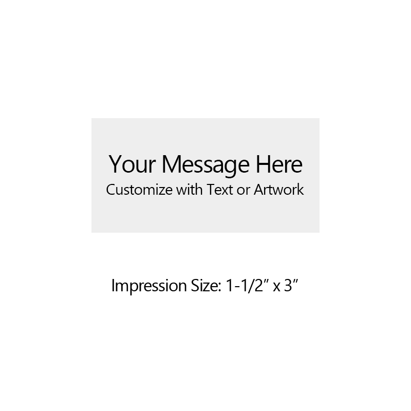 Customize this 1-1/2" x 3" stamp for free with text or your logo in your choice of 4 quick-dry ink colors. Refillable and ships in 1-2 business days.