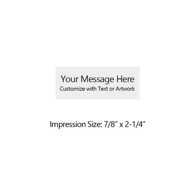Customize this 7/8" x 2-1/4" pocket stamp for free with text or your logo in your choice of 4 quick-dry ink colors. Refillable and ships in 1-2 business days.