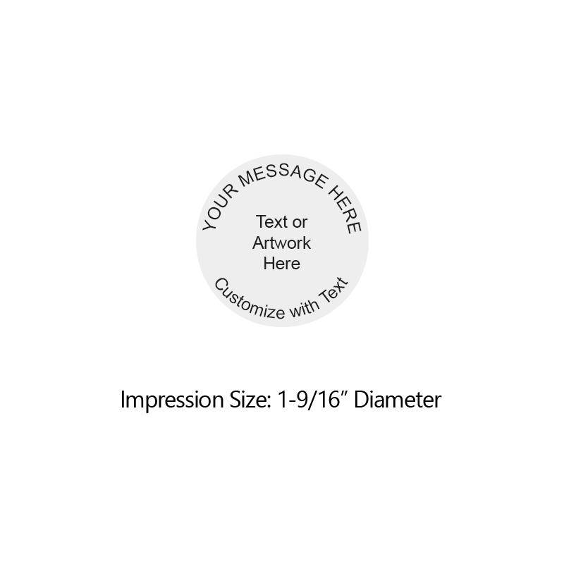Customize this 1-9/16" diameter round stamp for free w/ text or your logo in your choice of 4 quick-dry ink colors. Refillable and ships in 1-2 business days.