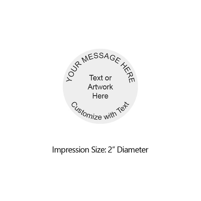 Customize this 2" diameter round stamp for free w/ text or your logo in your choice of 4 quick-dry ink colors. Refillable and ships in 1-2 business days.