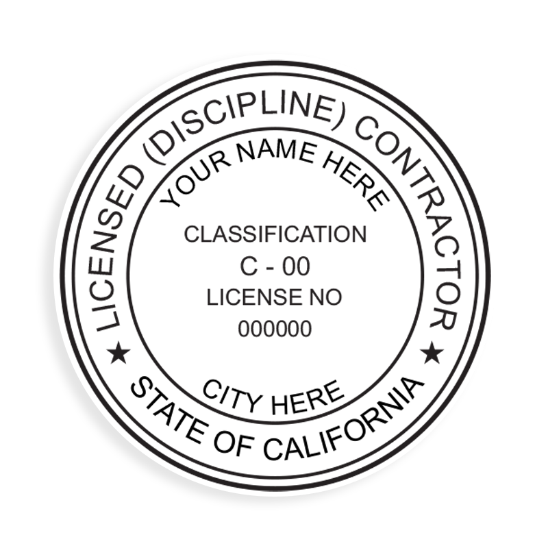 This professional contractor stamp for the state of California adheres to state regulations and provides top quality impressions.