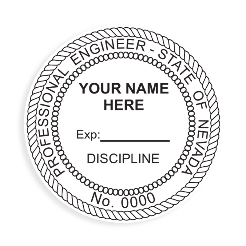 This professional engineer stamp for the state of Nevada adheres to state regulations and provides top quality impressions. Orders over $100 ship free!
