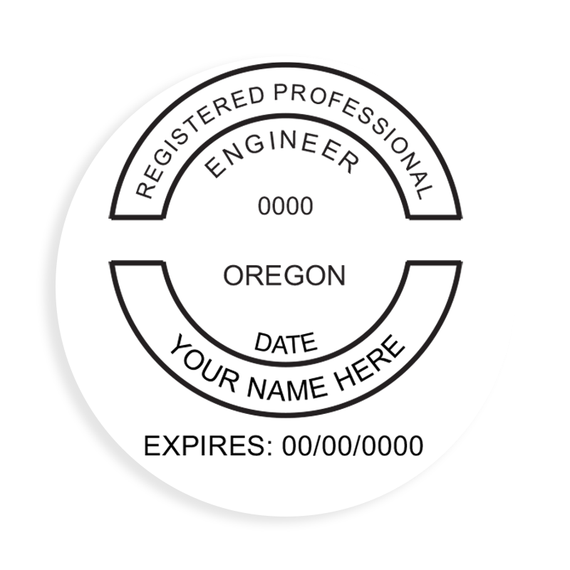 This professional engineer stamp for the state of Oregon adheres to state regulations and provides top quality impressions. Orders over $100 ship free!