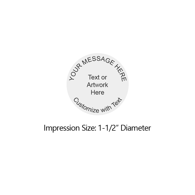 This 1-1/2" round stamp is customizable with 6 lines of text or artwork! Use for logos or addresses. Requires a separate ink pad. Ships in 1-2 business days.
