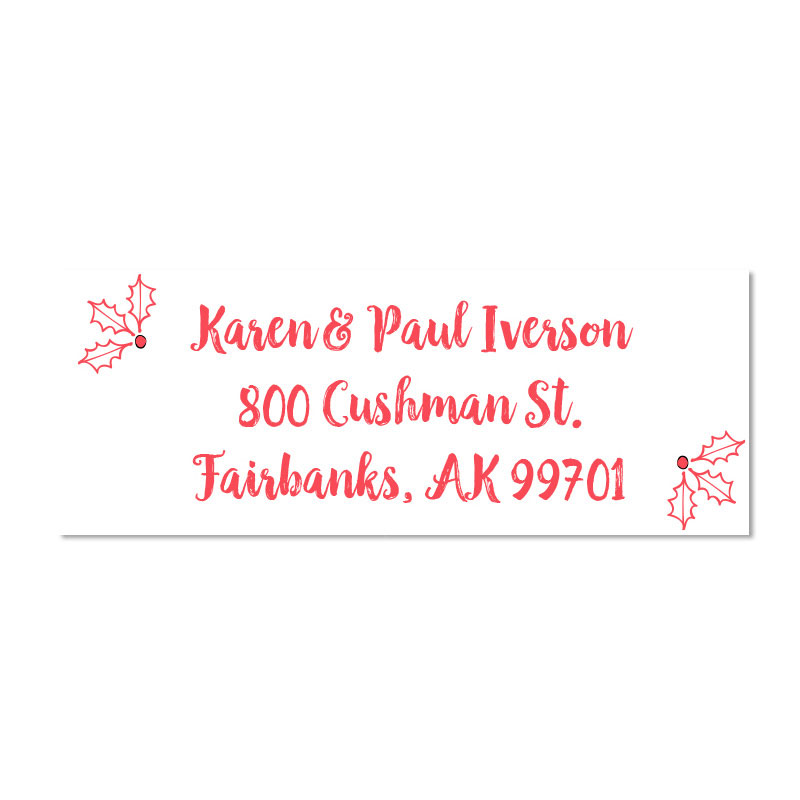 Deck the halls with this custom holly holiday address stamp on 6 mount options! Fast and free shipping on orders $100 and over!