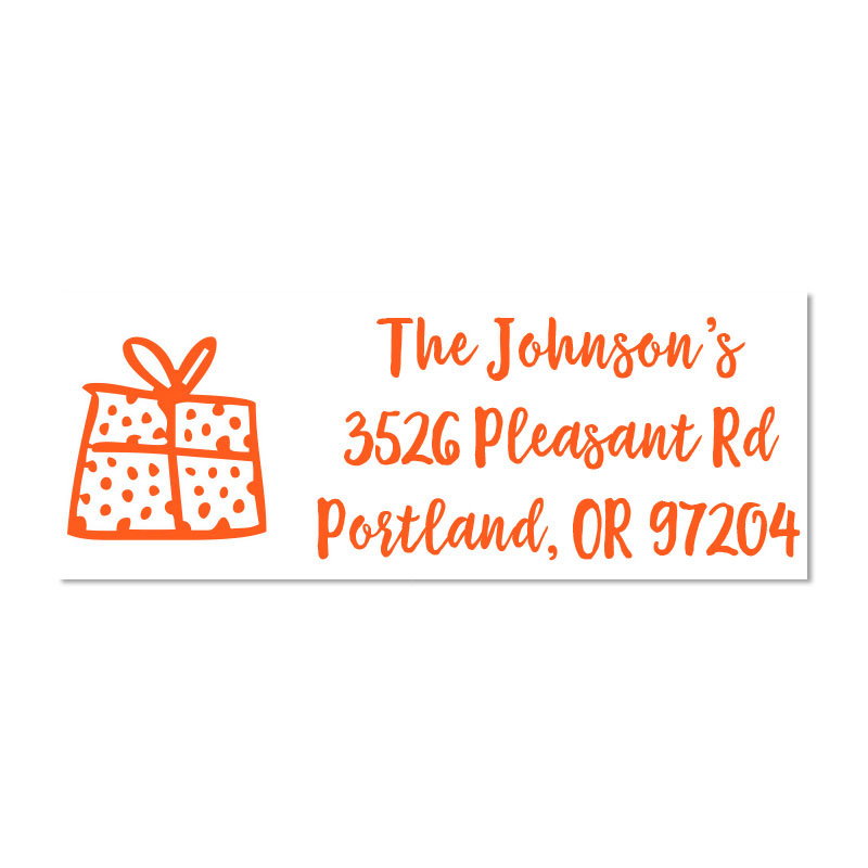 Give the gift of holiday cards with this custom present holiday address stamp on 6 mount options. Fast & free shipping on orders $100 and over!