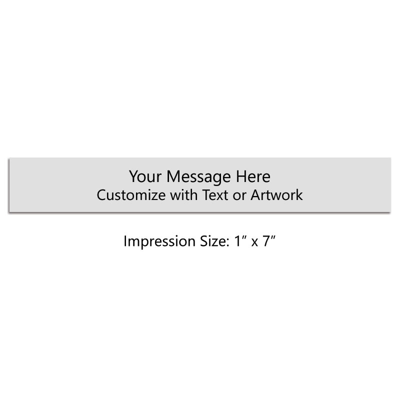 This 1" x 7" wood hand stamp is customizable with up to 6 lines of text or your B&W artwork free! Separate ink pad required. Ships in 1-2 business days.