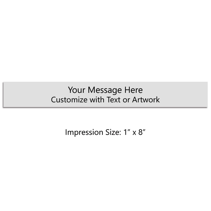 This 1" x 8" wood hand stamp is customizable with 6 lines of text or artwork free! Great for labels. Separate ink pad required. Ships in 1-2 business days.
