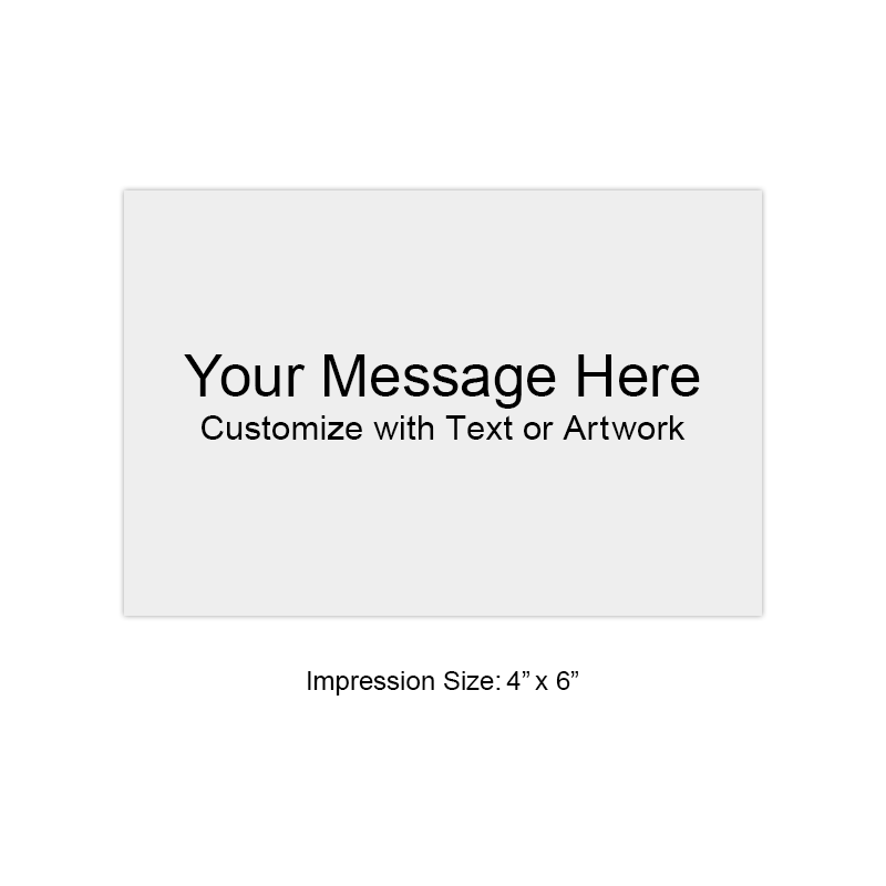 Customize this 4" x 6" stamp with 25 lines of text or your artwork! Used for logos or form stamps. Separate ink pad required. Ships in 1-2 business days!