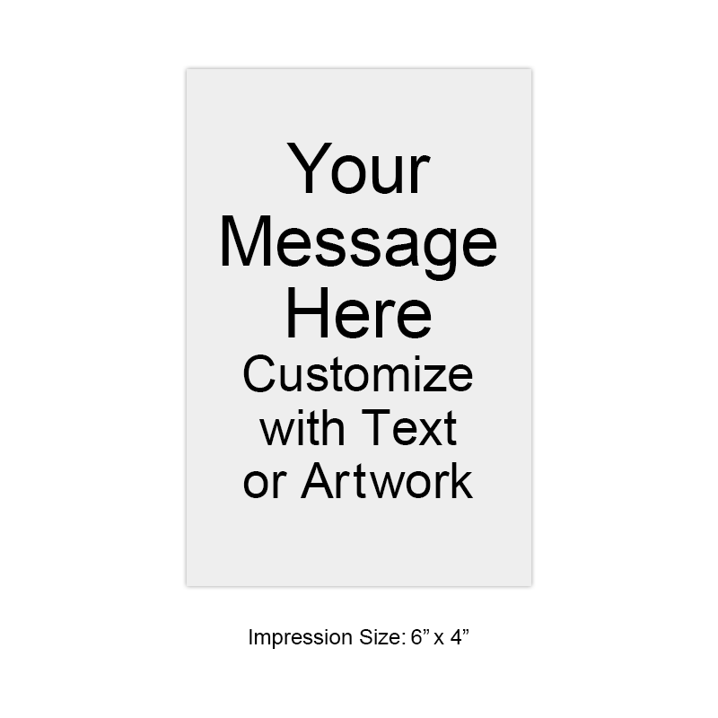 Customize this 6" x 4" stamp with 25 lines of text or your artwork! Used for logos or form stamps. Separate ink pad required. Ships in 1-2 business days!