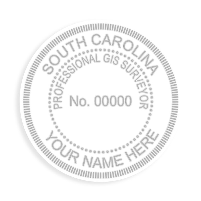 This professional GIS surveyor embosser for the state of South Carolina adheres to state regulations and provides top quality impressions.