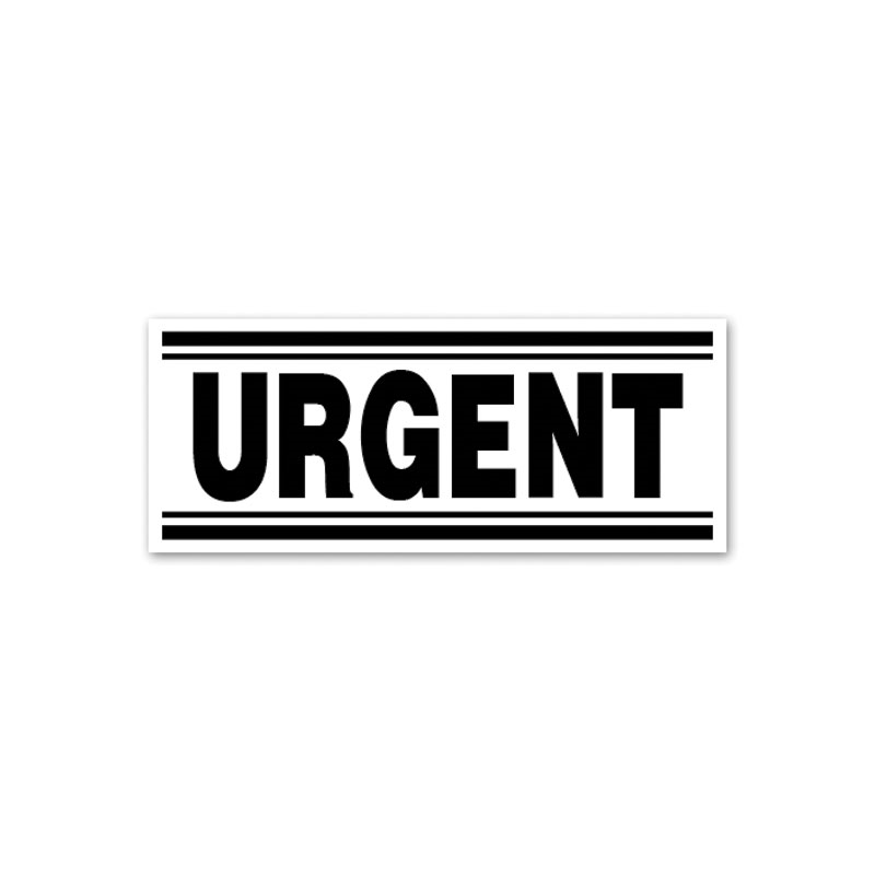 This Rectangle Urgent large stock message comes on a wood hand stamp and in one of 5 size choices. Separate ink pad required. Orders over $100 ship free!