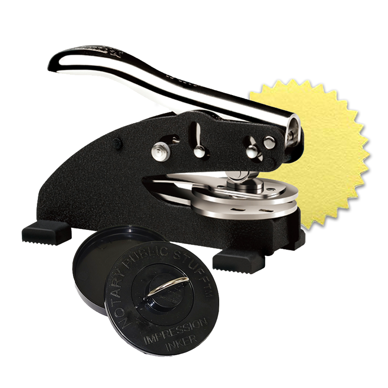 This notary deluxe kit for the state of Maine meets state regulations & provides top quality embossed impressions. Also comes with seal inker & foil seals.