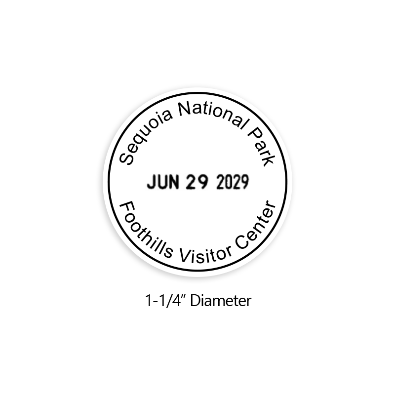 Customize this Passport to Your National Parks® Program stamp with 2 lines of text and changeable date in your choice of regional color.