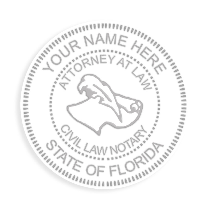 Top quality self-inking Florida civil law notary embosser ships in 1-2 days. Meets all state specifications & requirements. Free shipping on orders over $100!