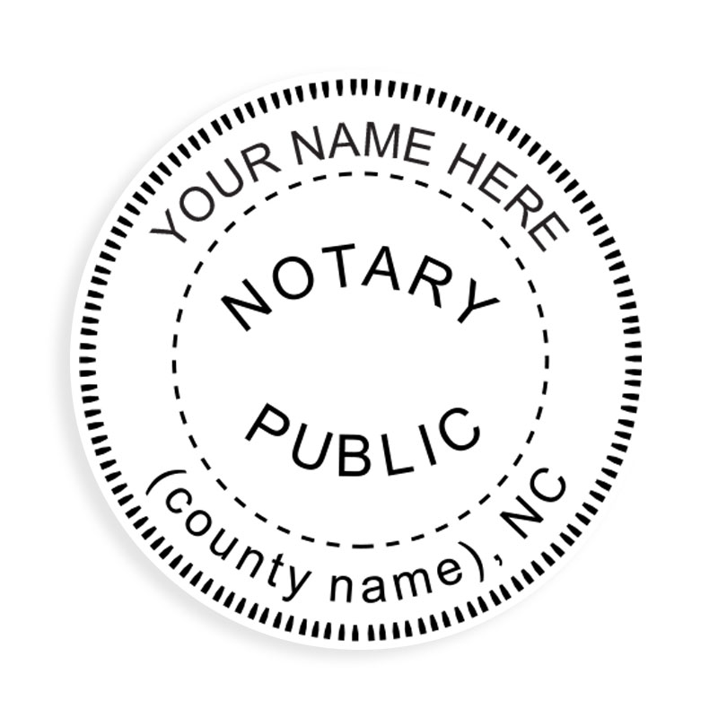 This round notary public digital eSeal for the state of North Carolina adheres to state regulations and provides top quality impressions.