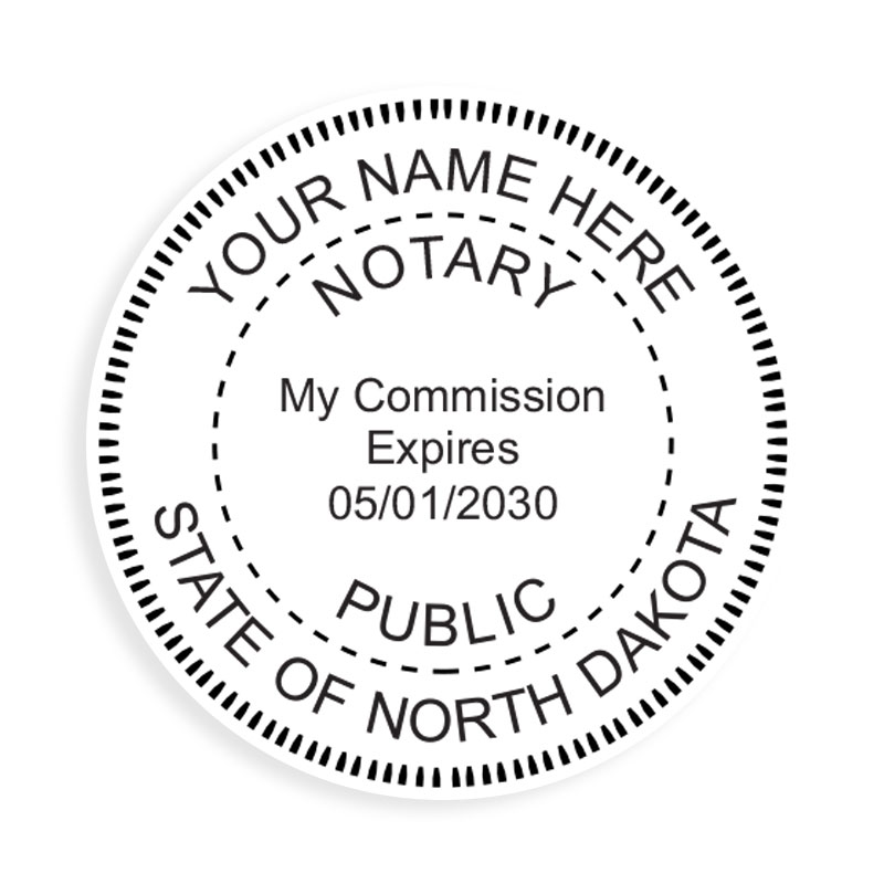This round notary public digital eSeal for the state of North Dakota adheres to state regulations and provides top quality impressions.