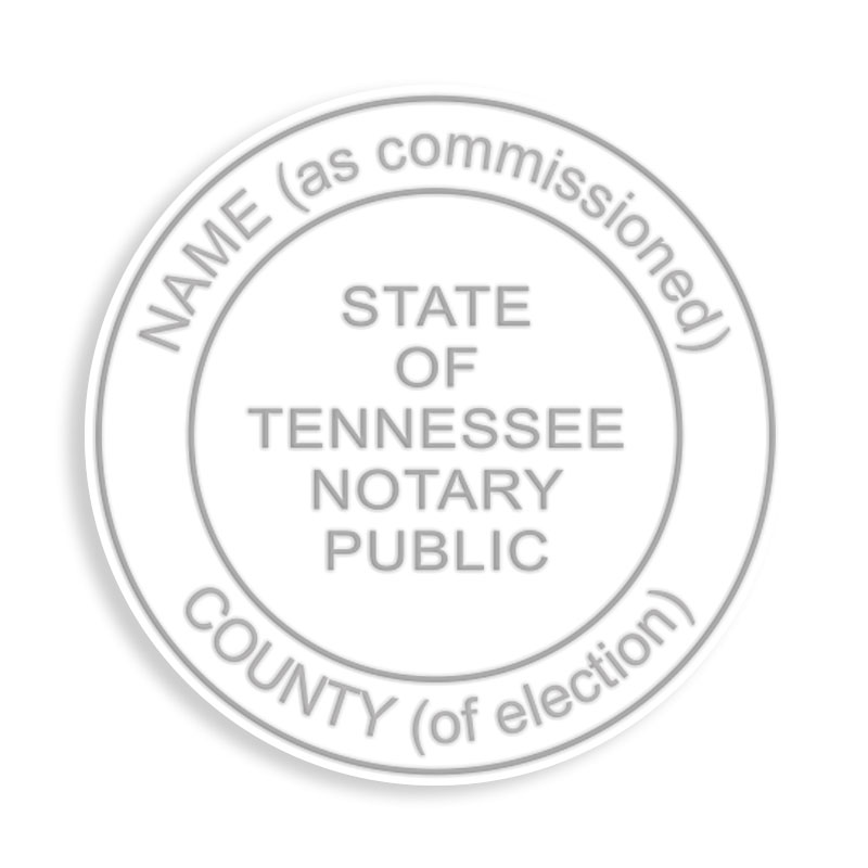 Select from 7 round seal embossers for Tennessee Notaries. Customize with your name and county. Fast and free shipping on orders $100 and over!