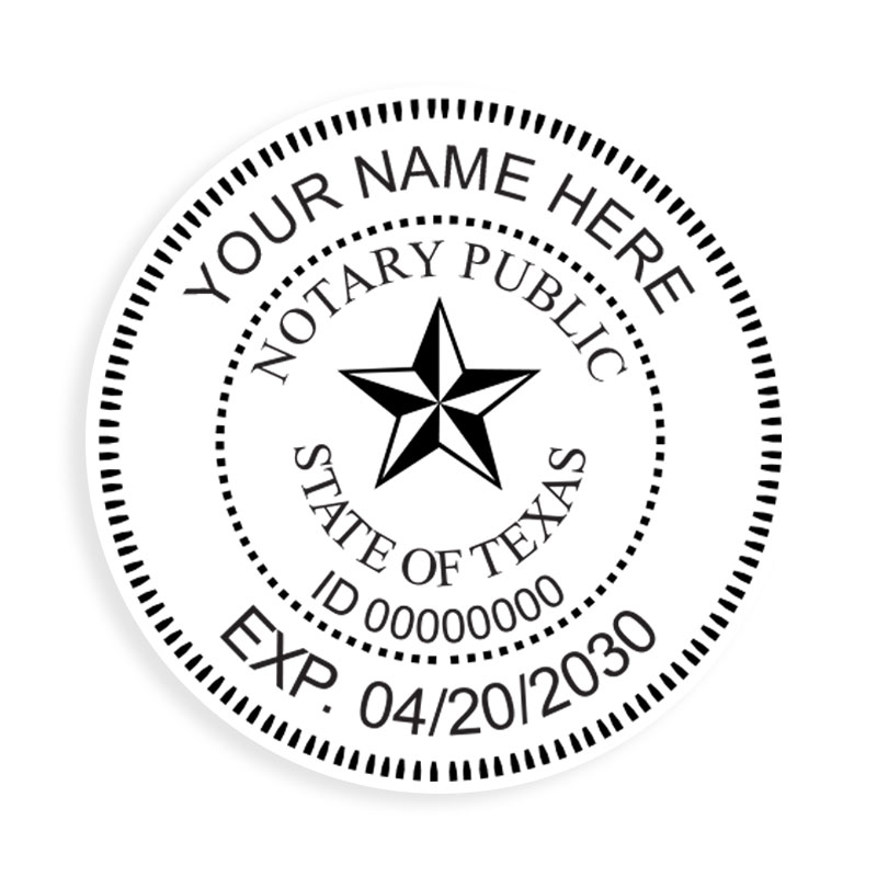This round notary public digital eSeal for the state of Texas adheres to state regulations and provides top quality impressions.