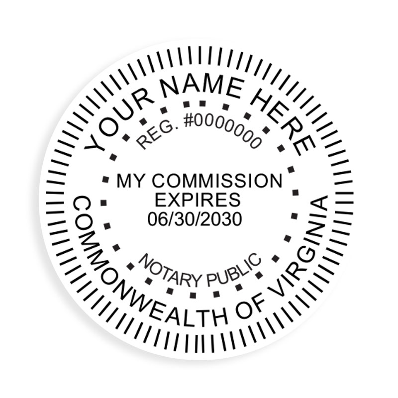 This round notary public digital eSeal for the state of Virginia adheres to state regulations and provides top quality impressions.